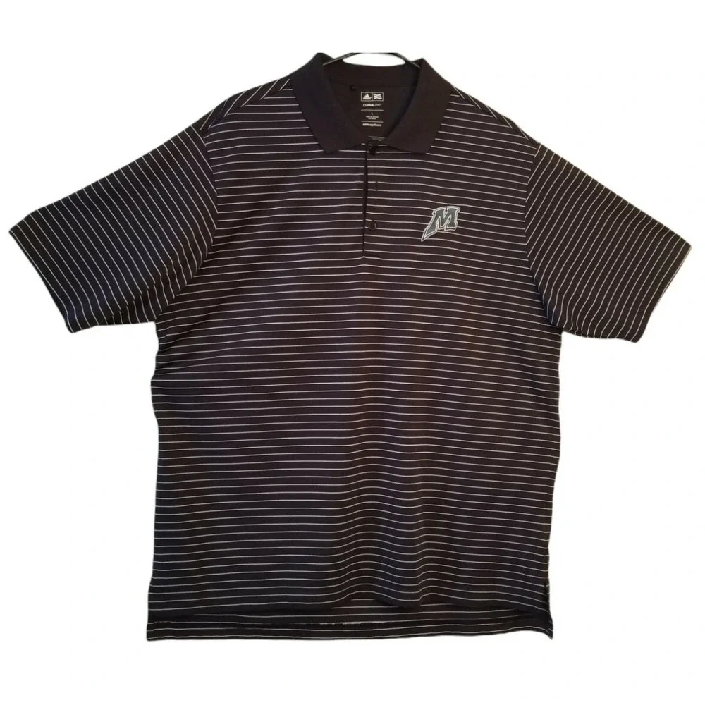 adidas Climalite Golf Polo Men's Shirt Size L, PIT TO PIT 24 Black White Striped